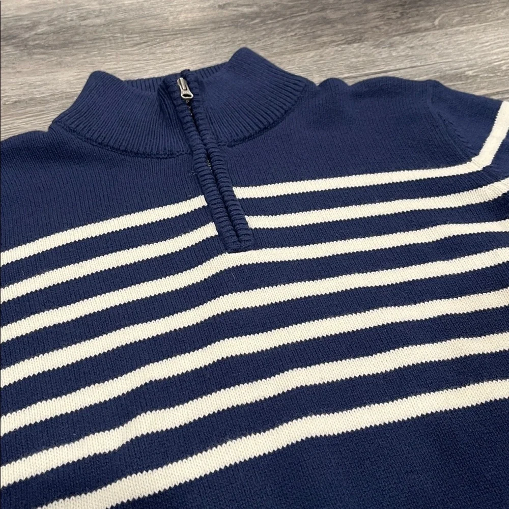 OshKosh B'gosh Navy and White Striped Turtleneck Sweater